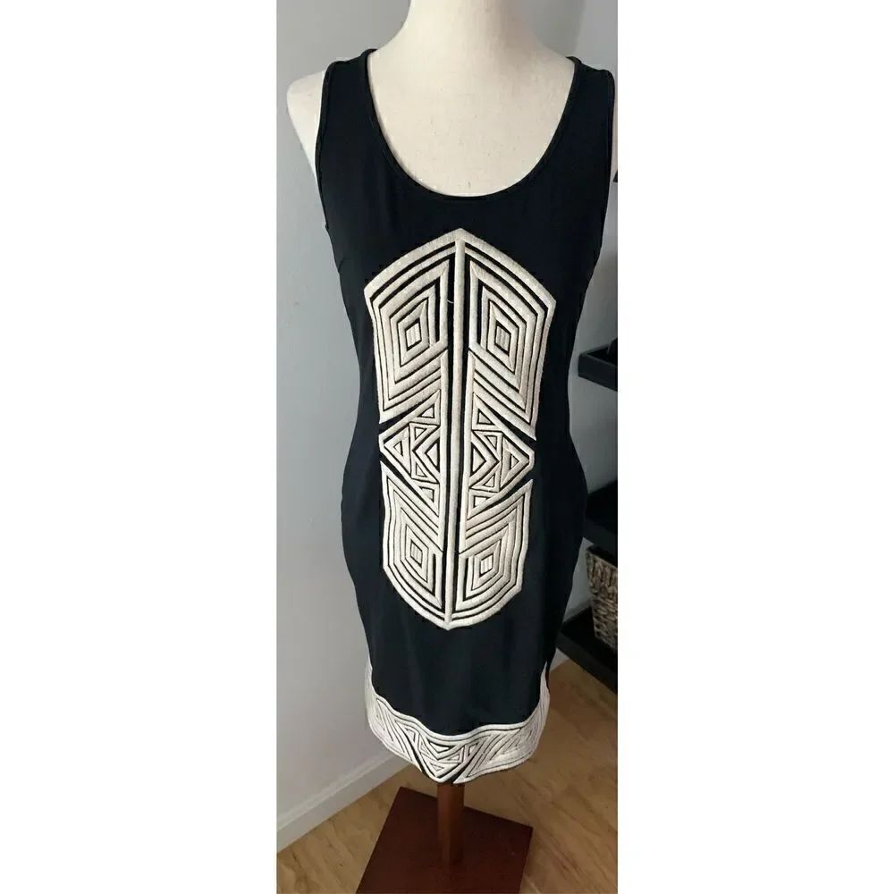 THML Embroidered Detail Sheath Dress small black